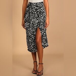 NWT - L Black animal print wrap maxi skirt